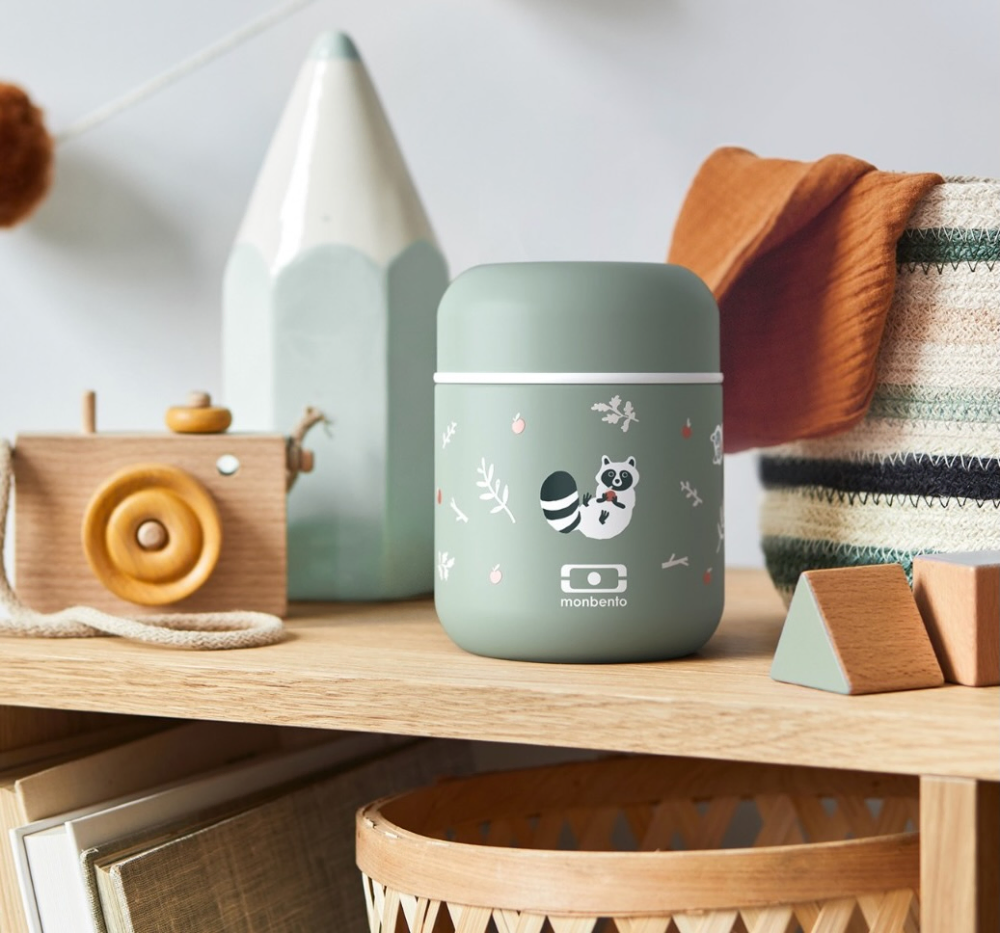 Monbento - Capsule Kids' Insulated Lunch Box - Green Raccoon