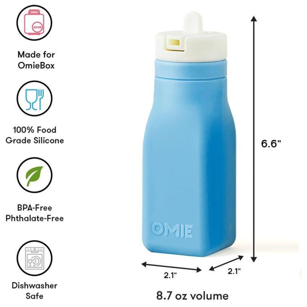 Omiebox - OmieLife OmieBottle Soft Silicone Water Bottle - Blue - 255ml