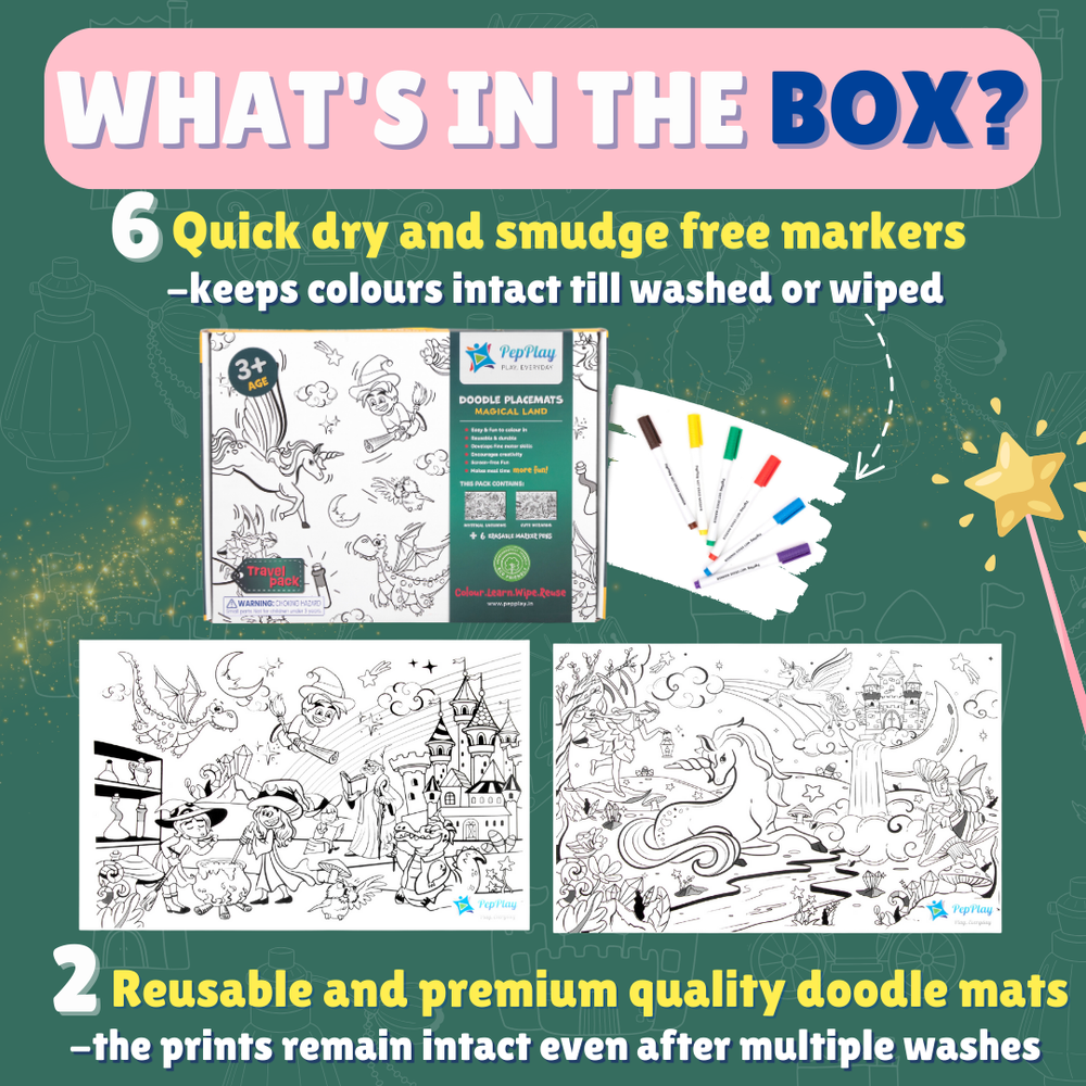 PepPlay - Doodle Placemats Travel Set - Magical Land