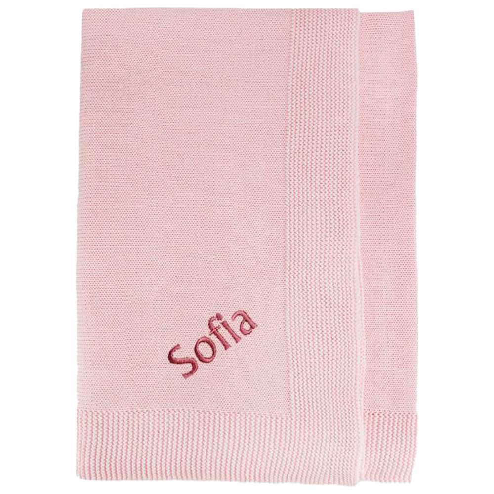 Babyblooms - Personalised Knitted Baby Blanket - Pink