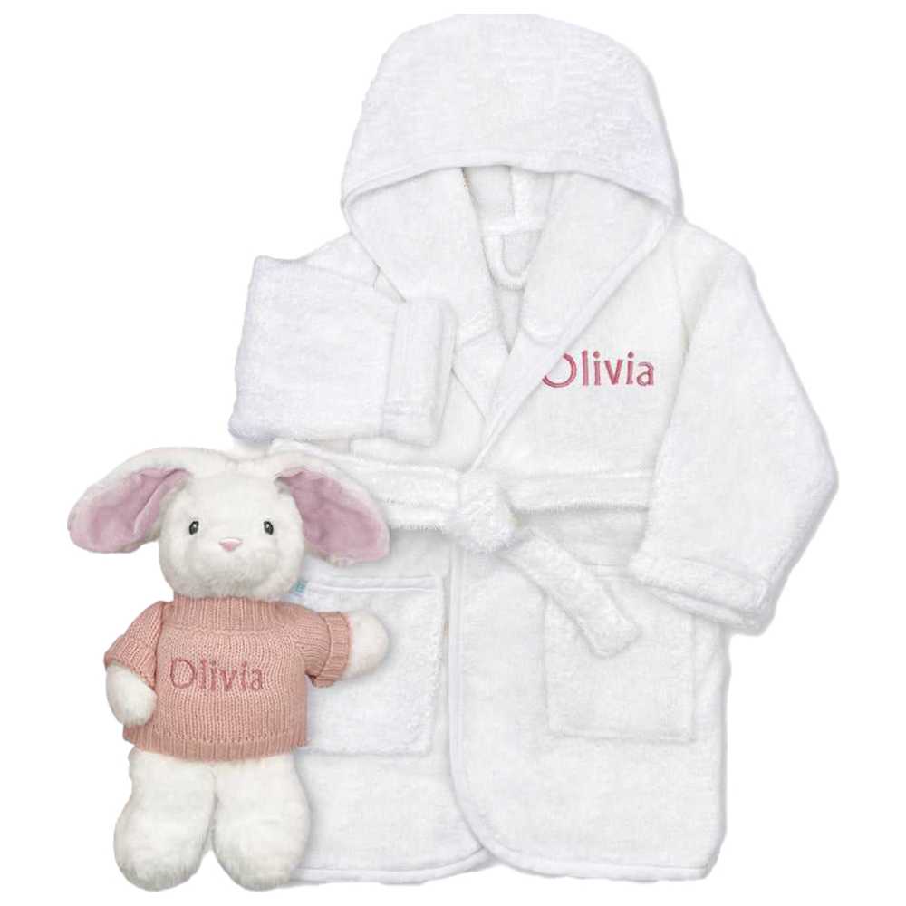 Babyblooms - Personalised Little Bunny & Bathrobe - Pink - 2 Pcs