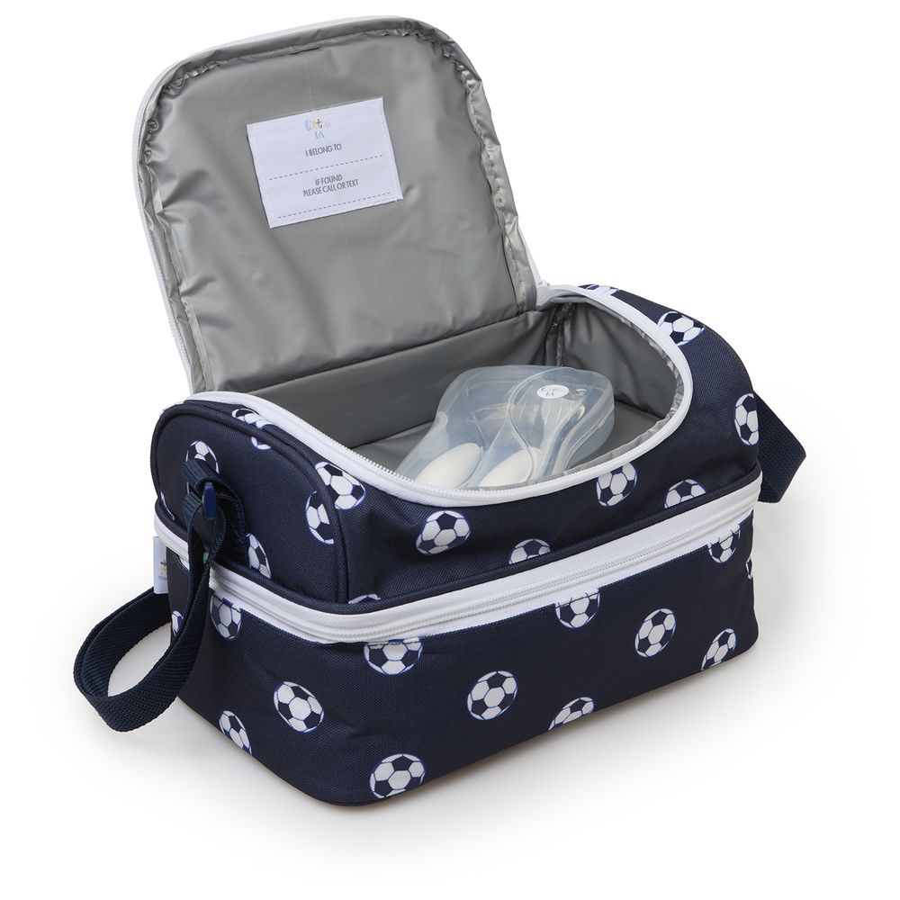 Little IA - Personalized Football Double-Decker Lunch Bag - Blue