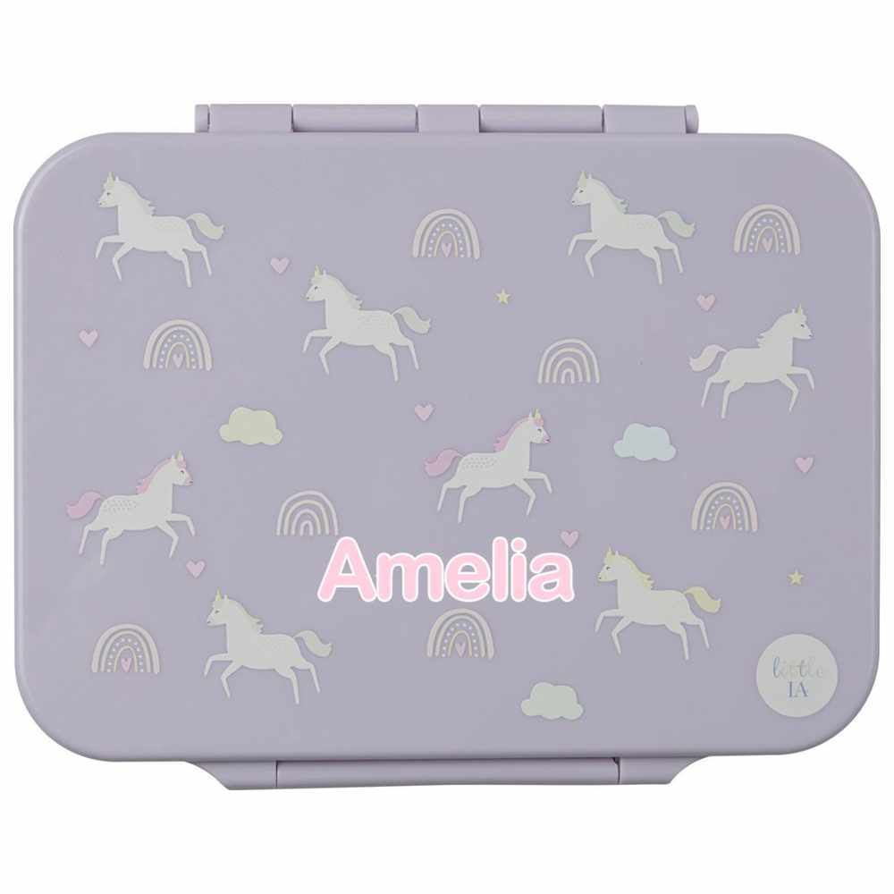 Little IA - Personalized 4-Compartment Unicorn Bento Box - Purple