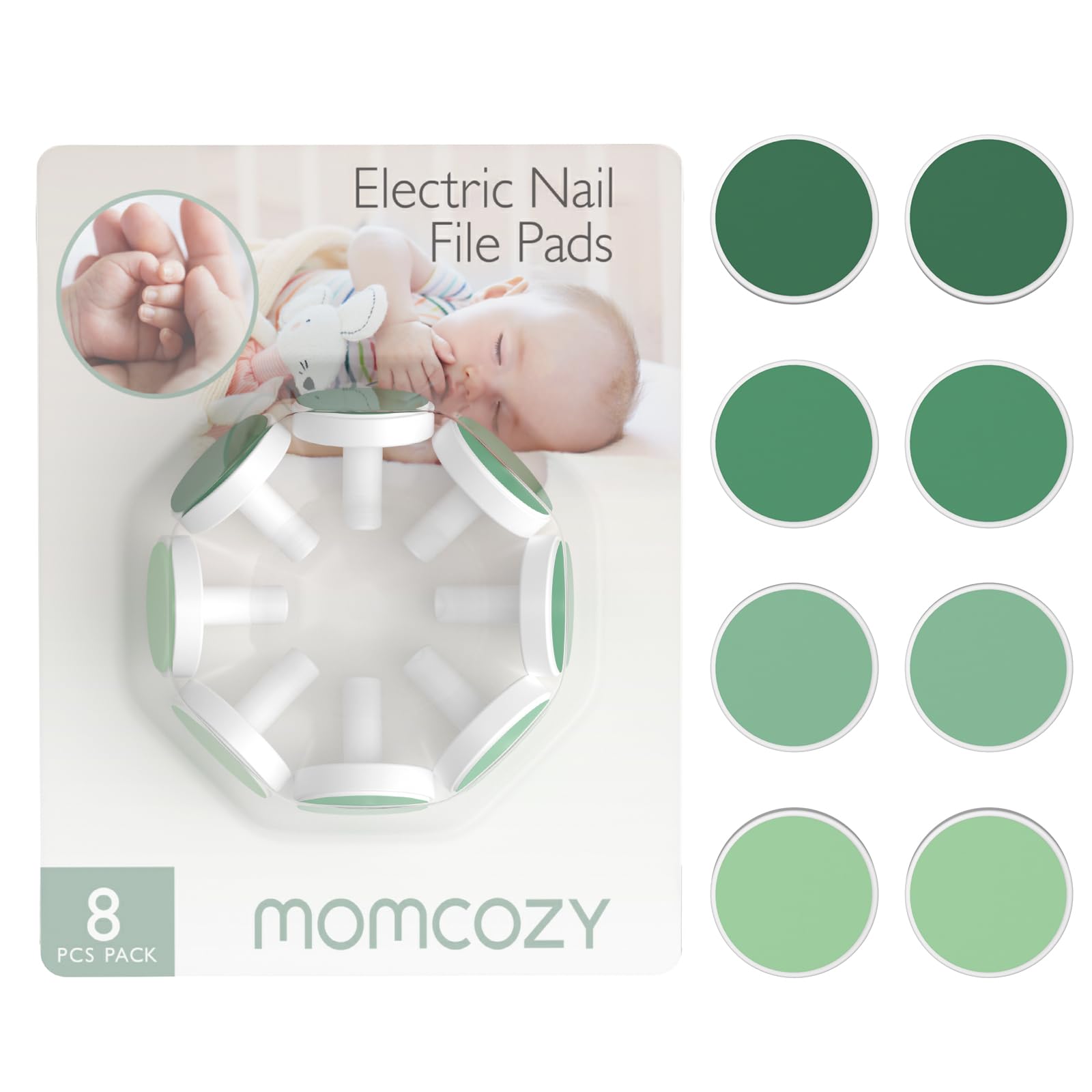 Momcozy - Baby Replacement Electric Nail File Pads - Green - 8 Pcs