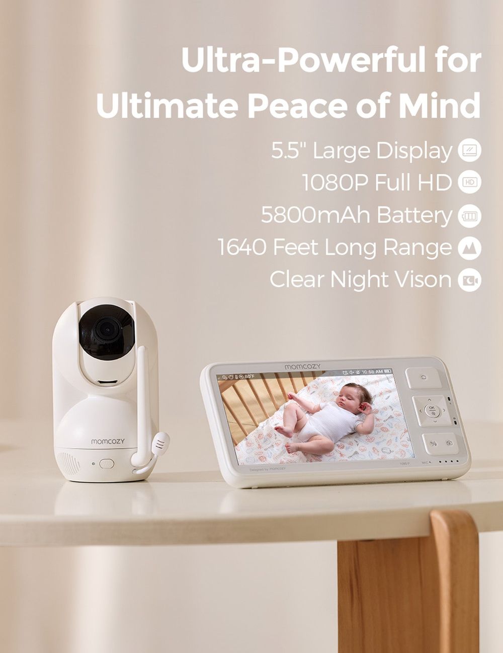 Momcozy - 1080P Fulll HD Baby Monitor - 5.5-Inch