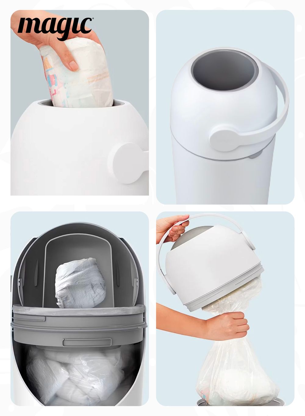 Magic Heka L Diaper Pail With Roll Of 15 Bags