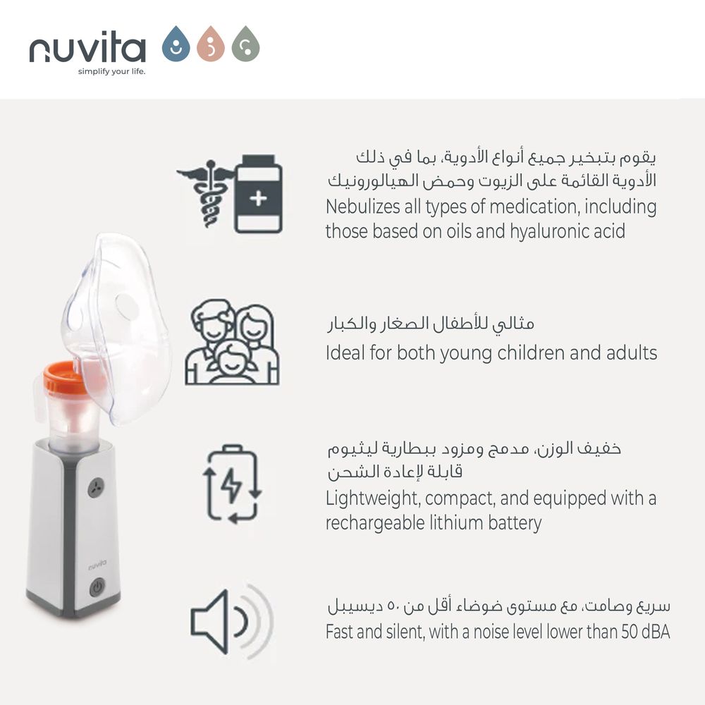 Nuvita - Portable Piston Nebulizer - White & Grey