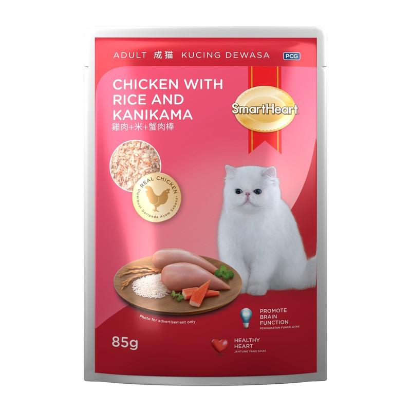 Smartheart - Pouch Adult Cat Wet Food Chicken with Rice & Kanikama - 85gm