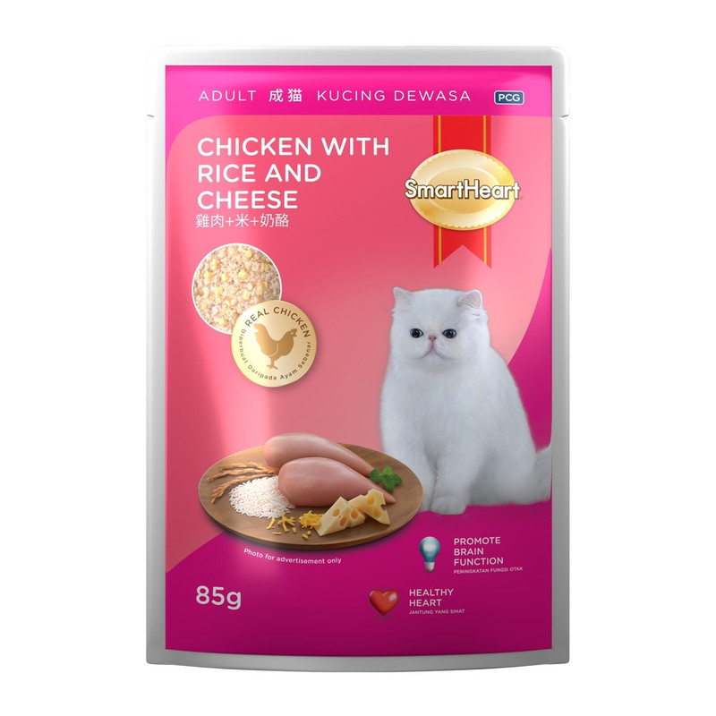 Smartheart - Pouch Adult Cat Wet Food Chicken with Rice and Cheese - 85gm