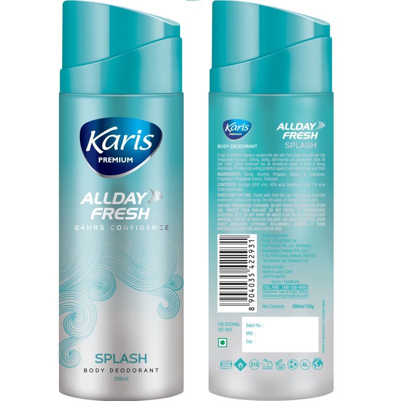 Karis Naturals - All Day Fresh Body Deodorant Spray - Splash - 200 ml