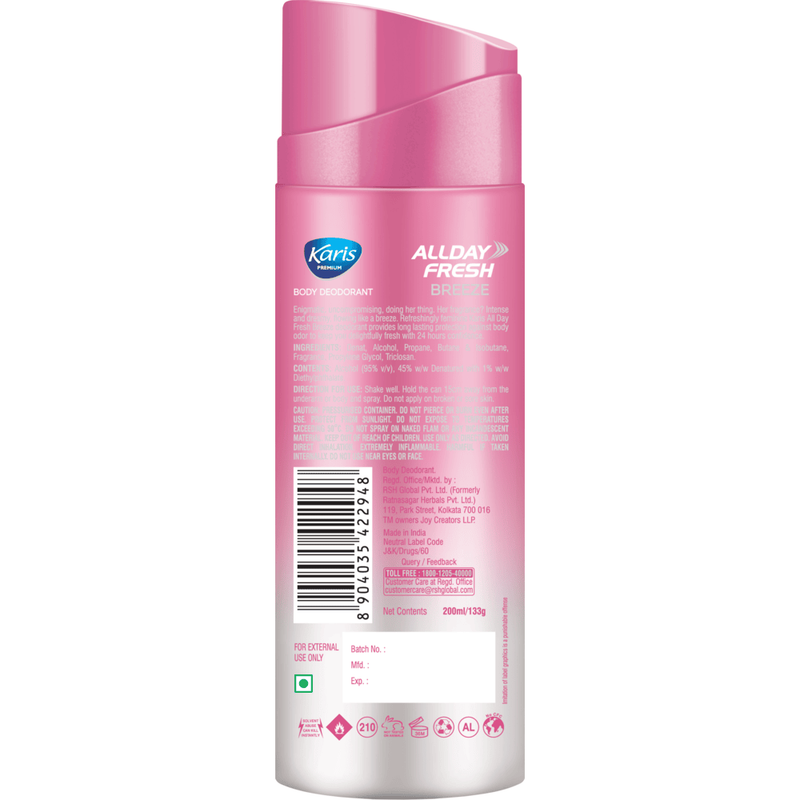 Karis Naturals - All Day Fresh Body Deodorant Spray - Breeze - 200 ml
