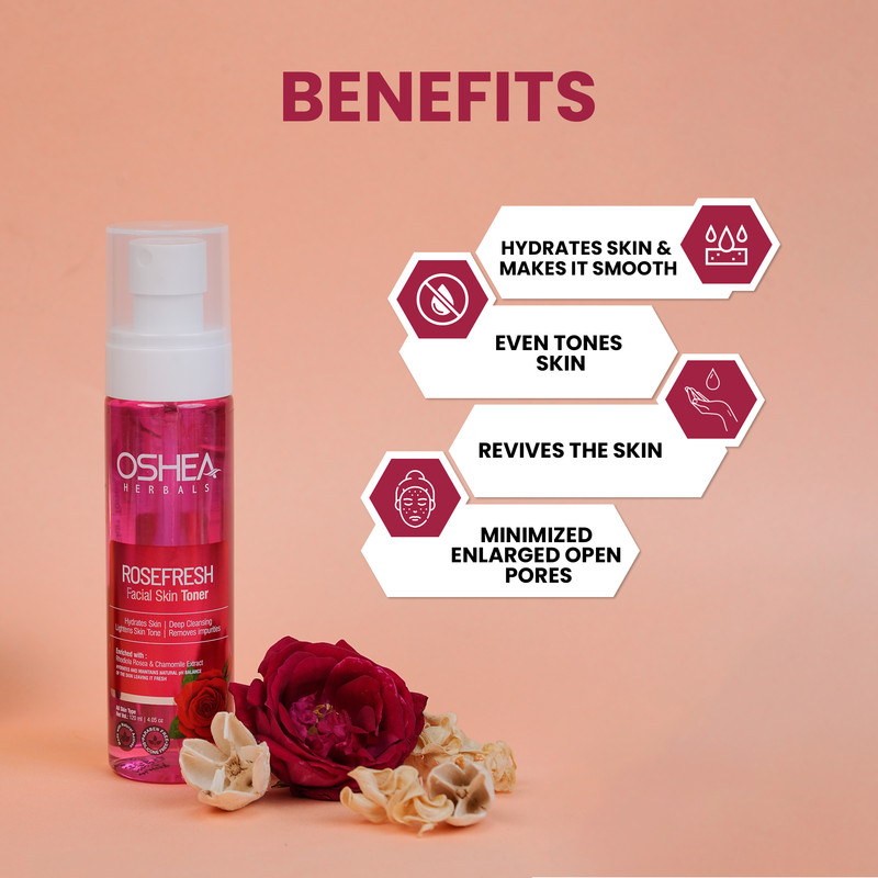 Oshea Herbals - Rose Fresh Facial Skin Toner For All Skin Types 120ml