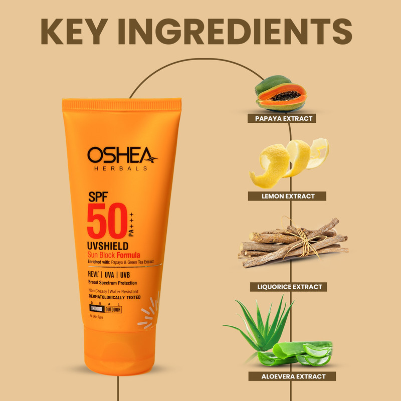 Oshea Herbals - UV Shield Sun Block Formula Spf50 With Pa+++ 120g