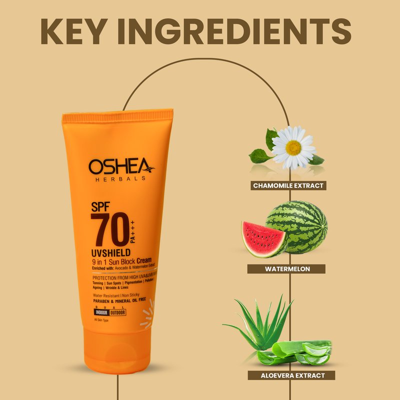 Oshea Herbals - UV Shield 9-In-1 Sun Block Gel Spf70 60g