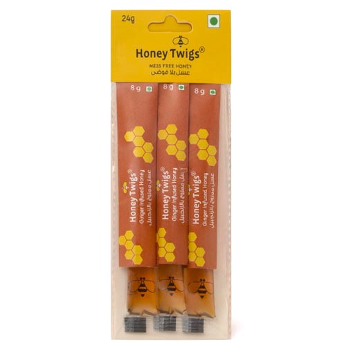 Honey Twigs - Ginger Infused Honey 8g Pack Of 3