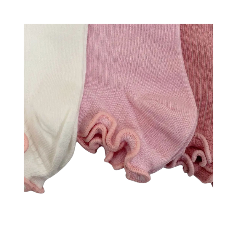 Genius - 3pc-Set - Girl's Plain Low Cut Socks - Pink/White