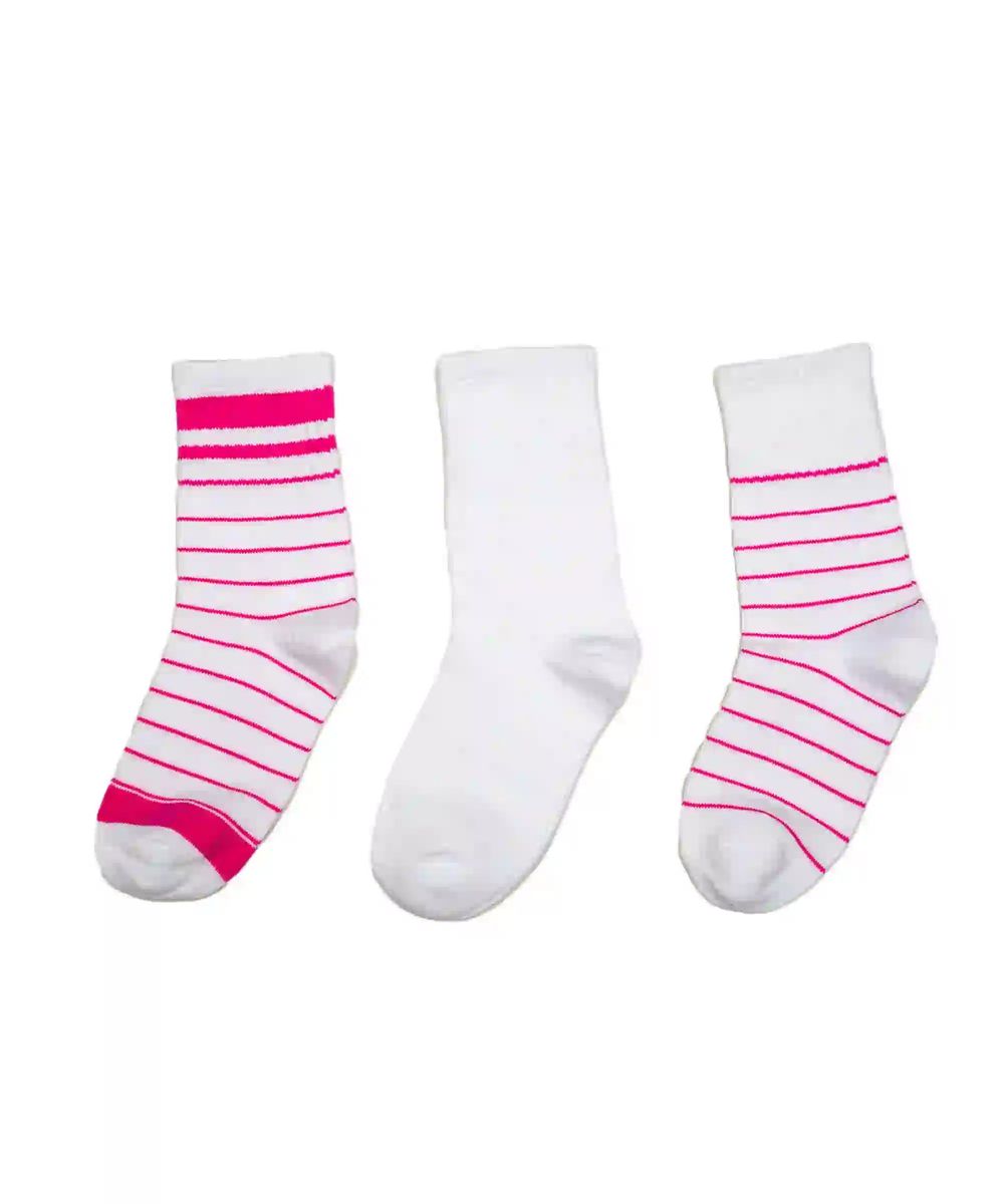 Genius - Girls Pink Stripped Crew Socks - 3 Pairs