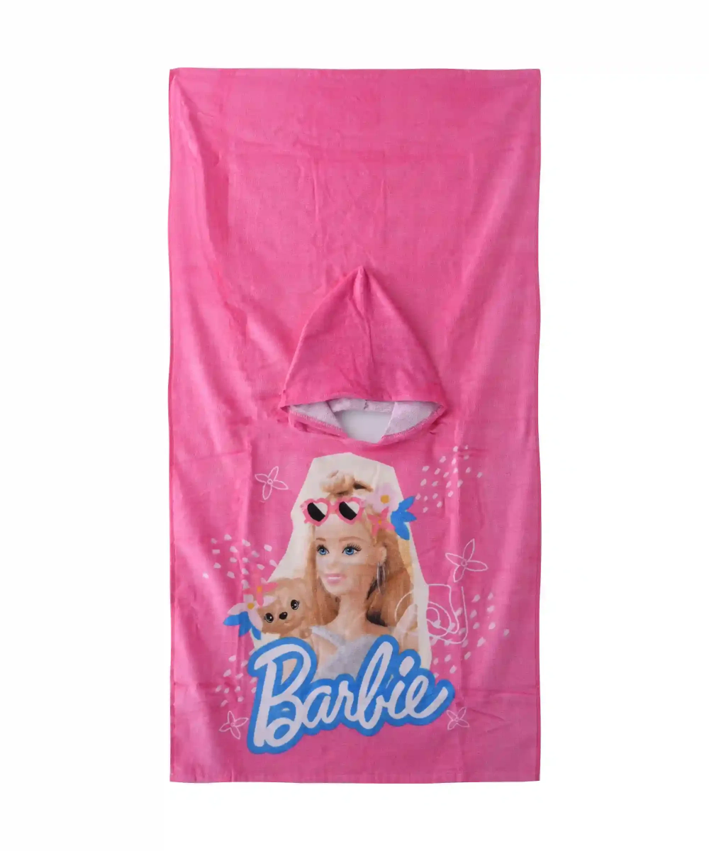 Disney - Girl' Barbie Printed Poncho Towel - Pink