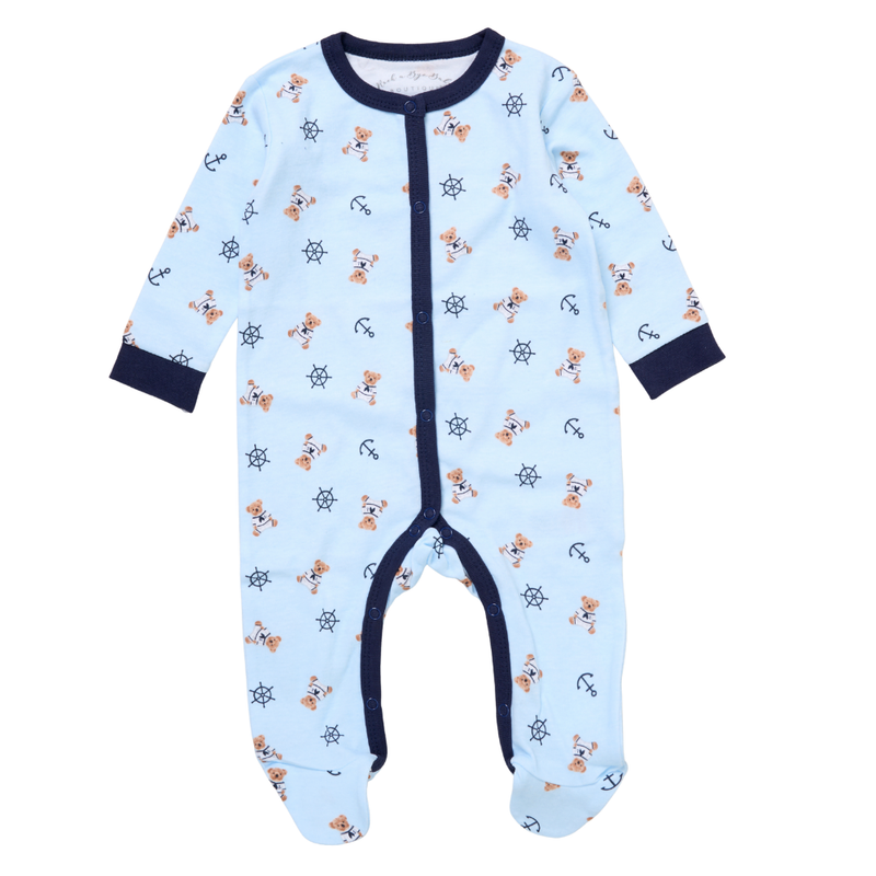 Rock a Bye Baby - Baby Boys Sailor Bear Mesh Bag Gift Set - Blue