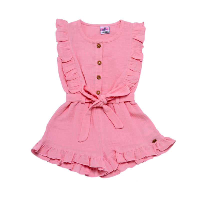Smart Baby - Baby Girl' Frill Sleeveless Playsuit - Pink
