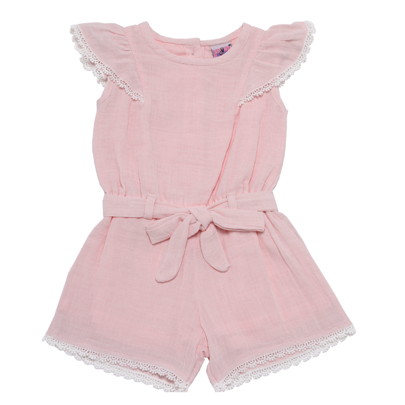Smart Baby - Baby Girl' Cap Sleeve Playsuit - Baby Pink