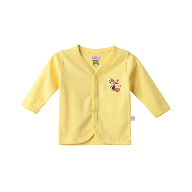 Smart Baby - Girl's Printed Full Sleeves Front Open Top - Yellow