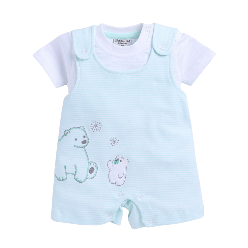 Wonderchild - Baby Boy' T-Shirt With Dungaree - Mint Green