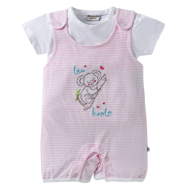 Wonderchild - Baby Girl' T-Shirt With Dungaree - Baby Pink