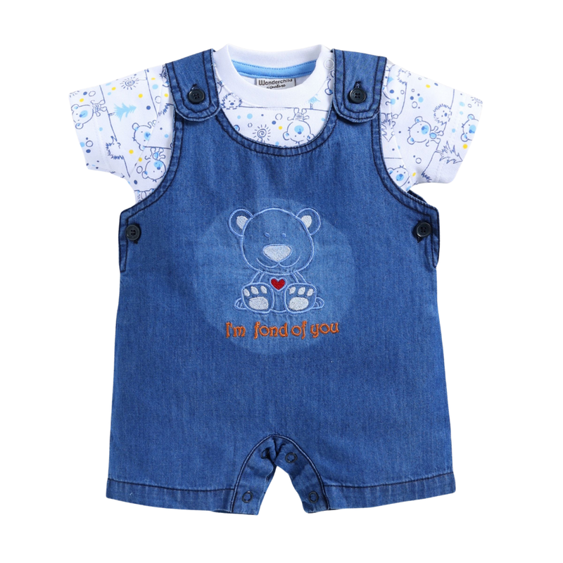 Wonderchild - Baby Boy' T-Shirt With Dungaree - Denim Blue