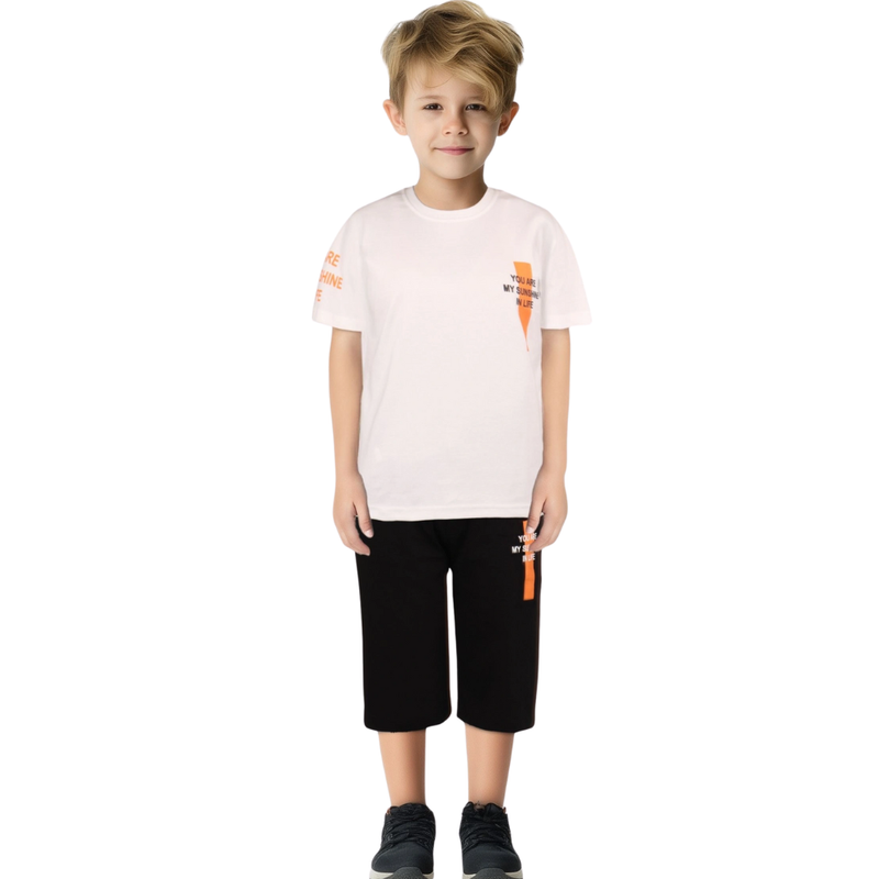 Genius - 2pc-Set - Boy's T-Shirt & Short - White/Black