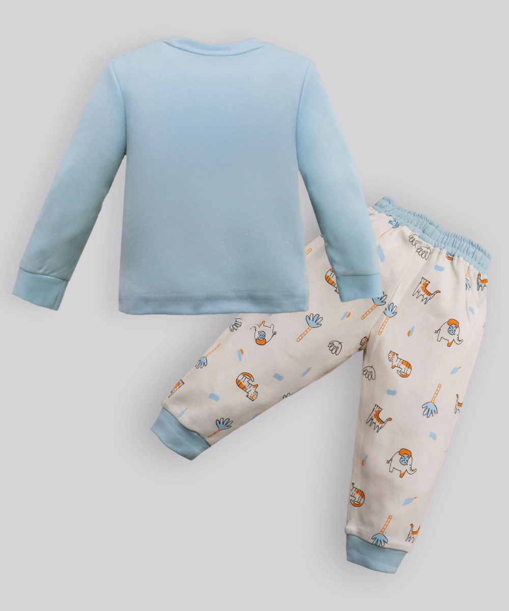 Smart Baby - 2pc-Set - Baby Boys' Printed T-Shirt & Pants - Sky Blue/White