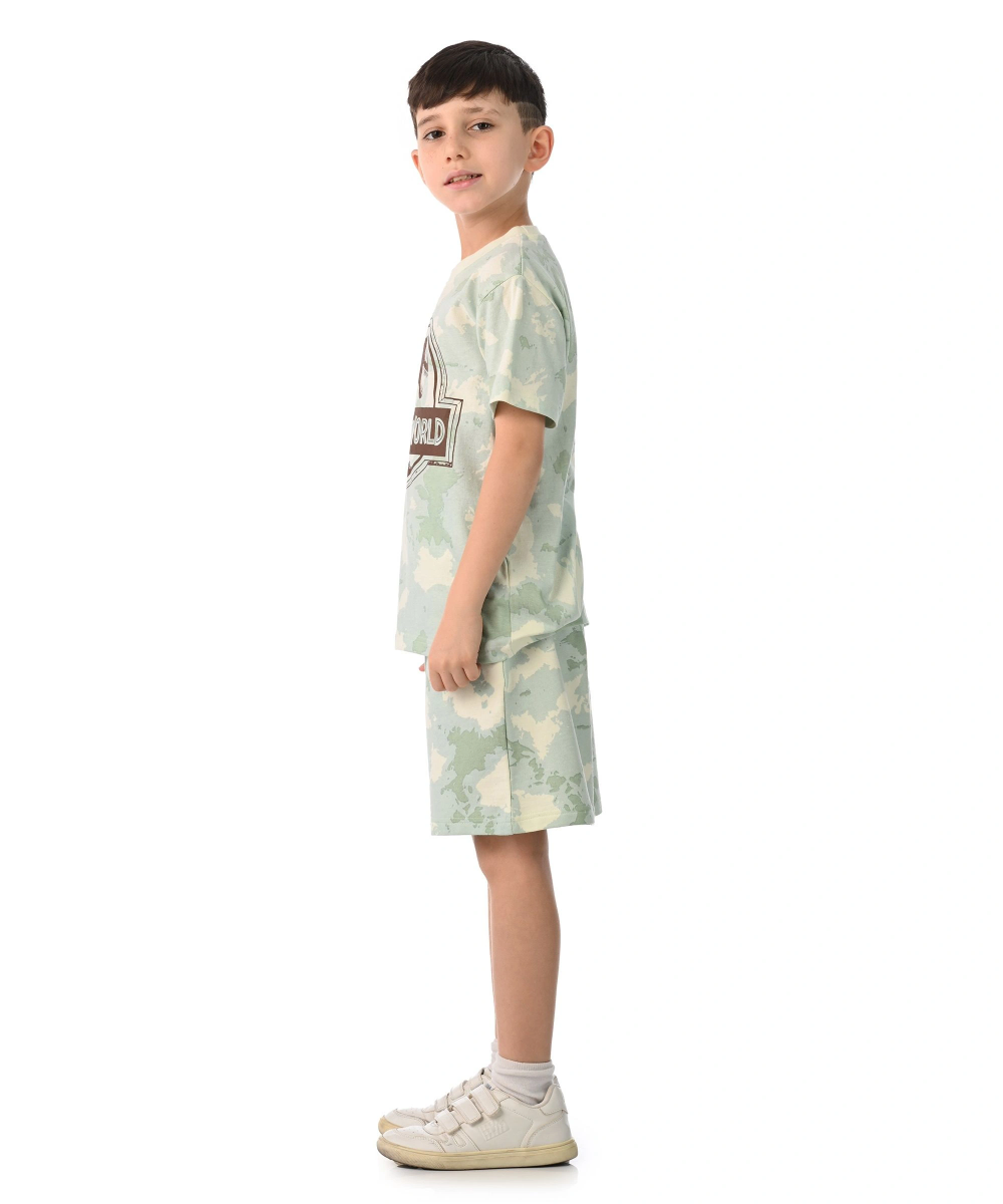 Jurassic World - 2pc-Set - Boys' Short Sleeves T-Shirt & Shorts - Mint Green