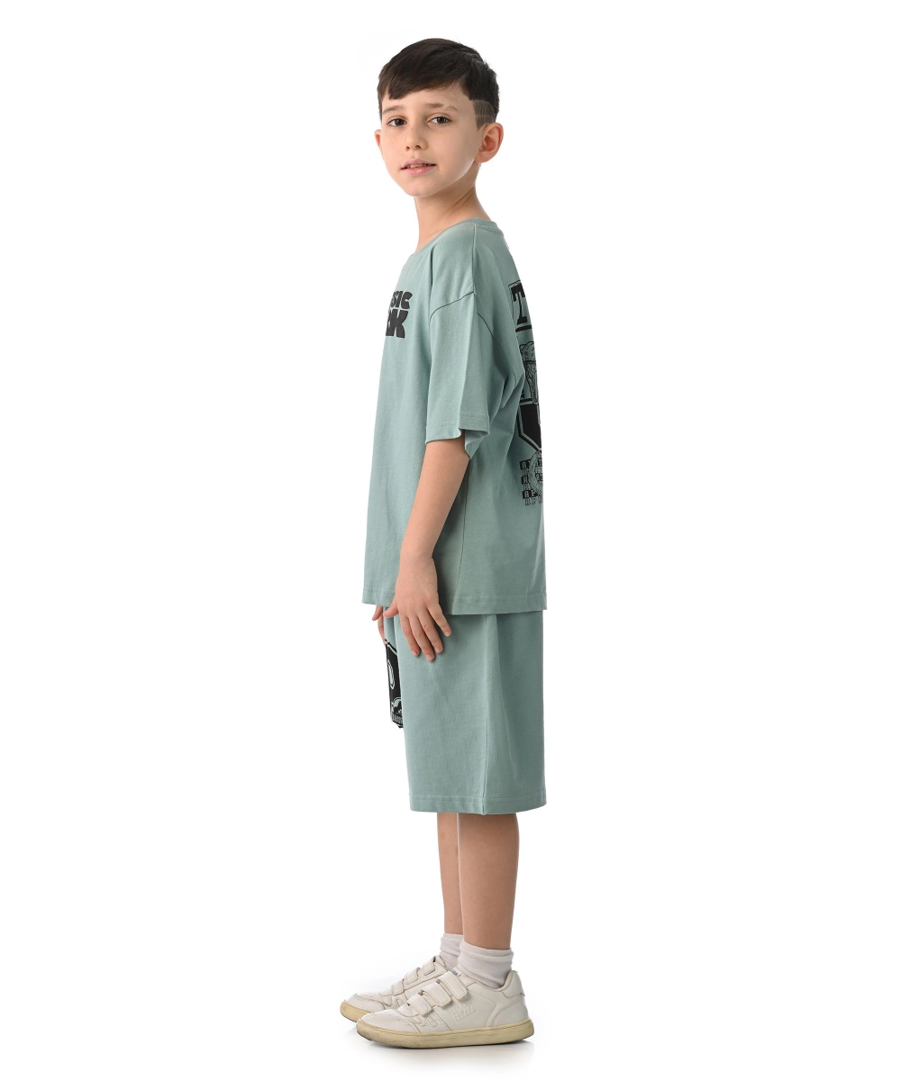 Jurassic World - 2pc-Set - Boys' Short Sleeves T-Shirt & Bermuda Shorts - Sage Green