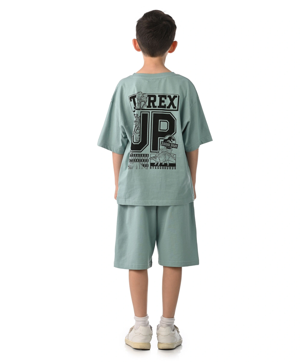 Jurassic World - 2pc-Set - Boys' Short Sleeves T-Shirt & Bermuda Shorts - Sage Green