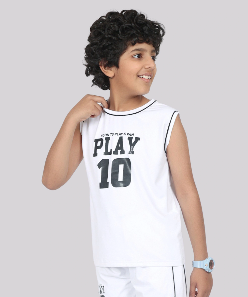 Nexgen Juniors - Boy Sleeveless Sports T-Shirt - White