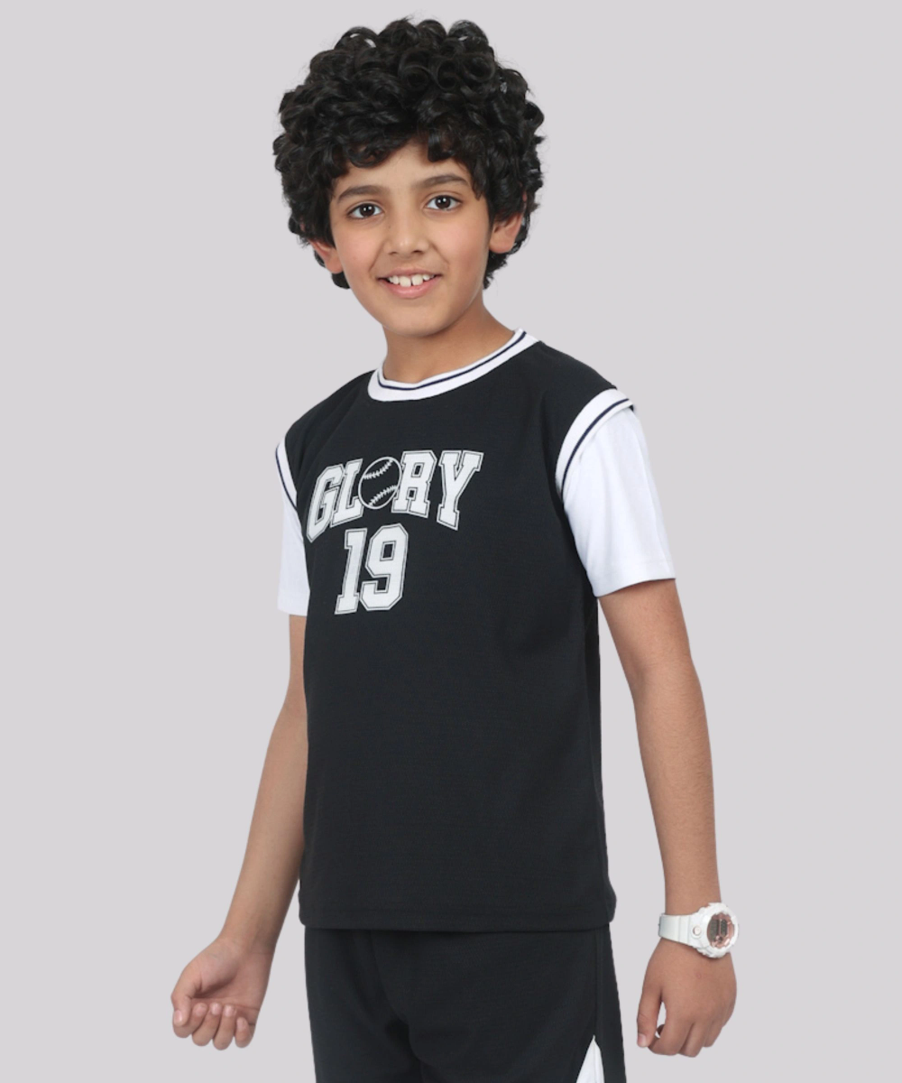 Nexgen Juniors - Boy Half Sleeve Sports T-Shirt - Black/White