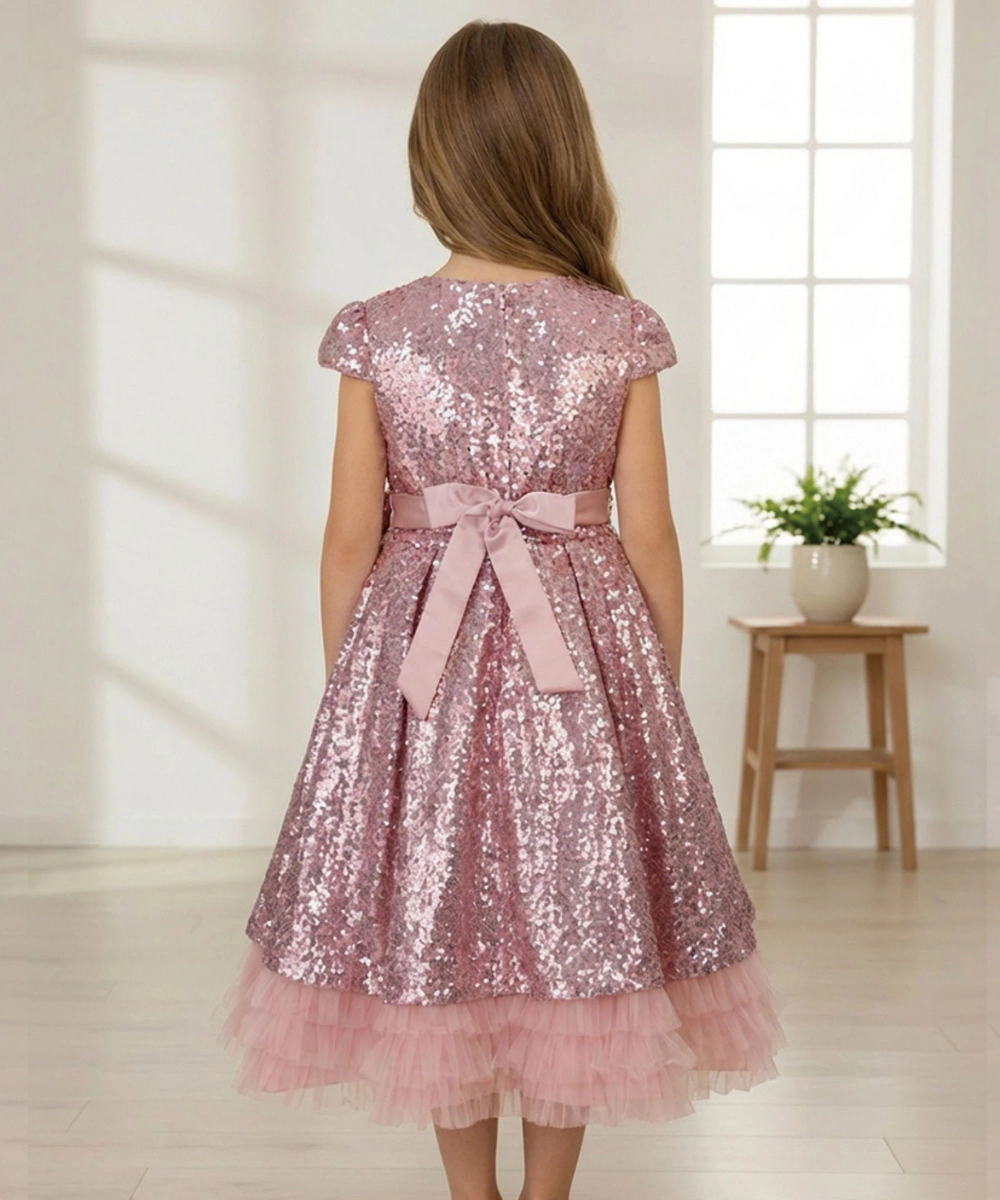Le Crystal - Girl's Sequins Party Dress - Pink