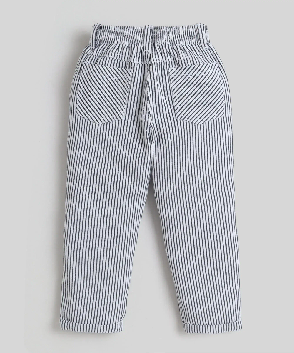 Little Kangaroos - Boy's Striped Denim Jeans - White