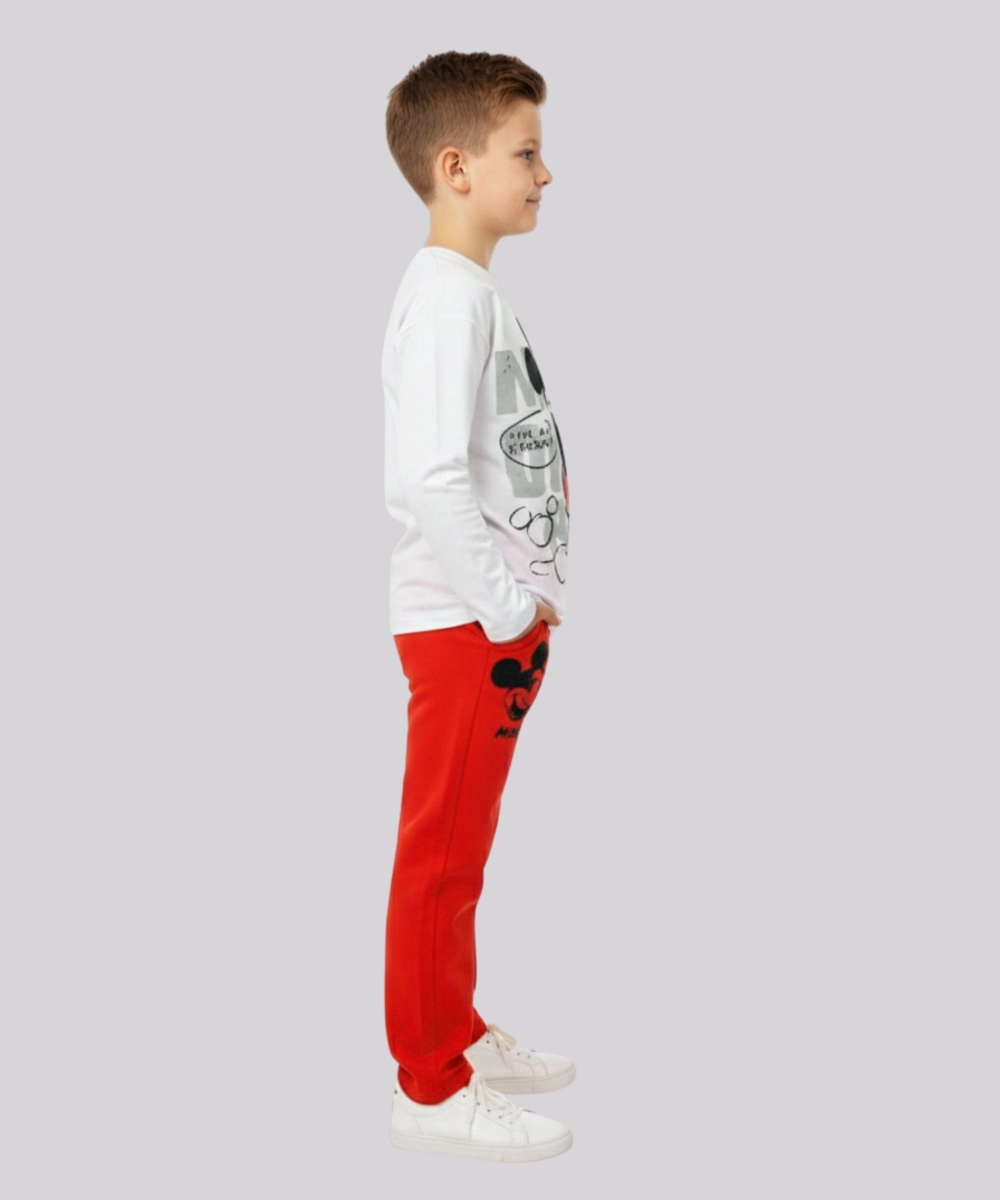 Mickey Mouse - 2pc-Set - Boy's Graphic T-Shirt & Pyjama Pants - White/Red