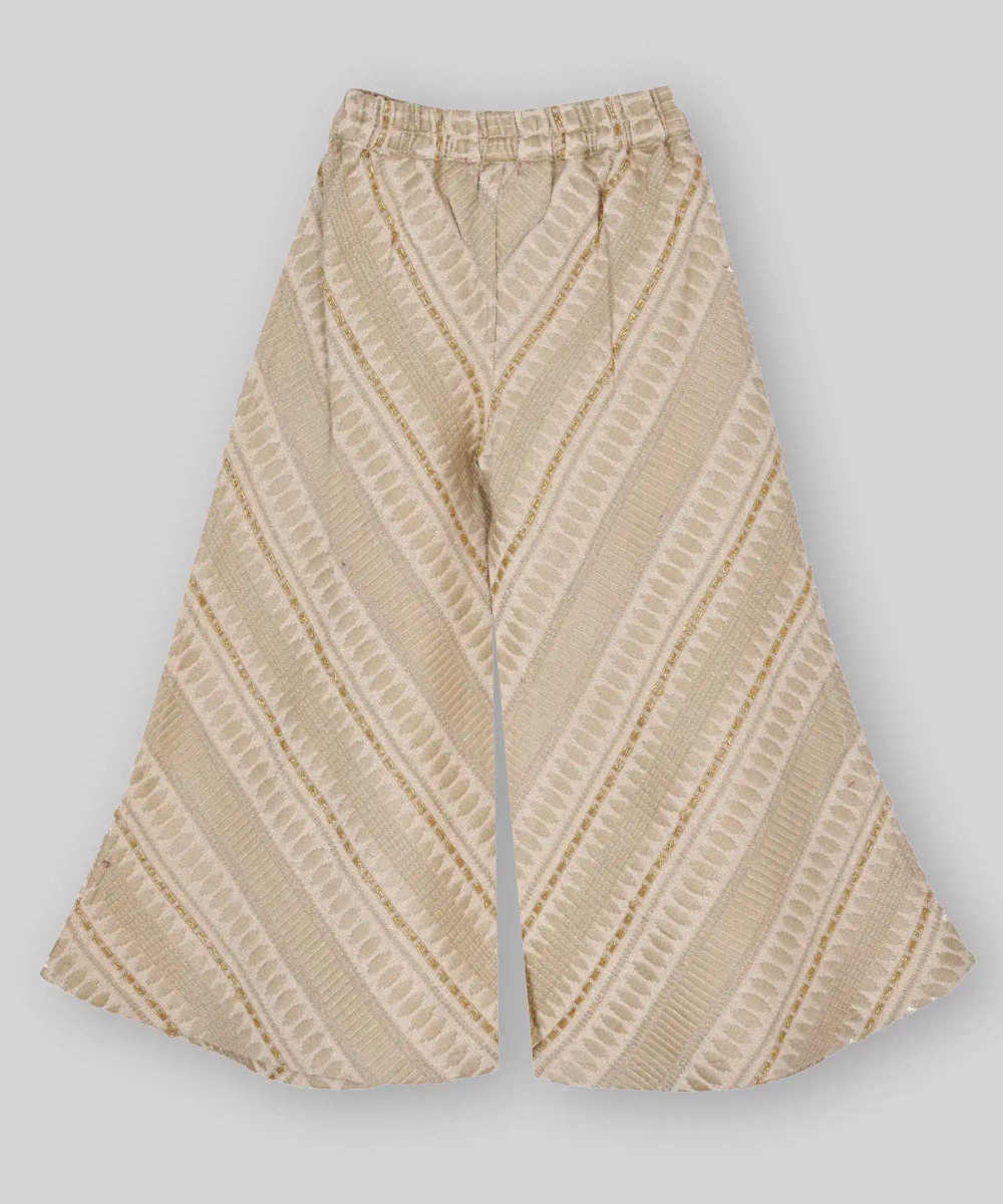 Nexgen Girls - Girl's Embroidered Lurex Palazzo Pants - Beige