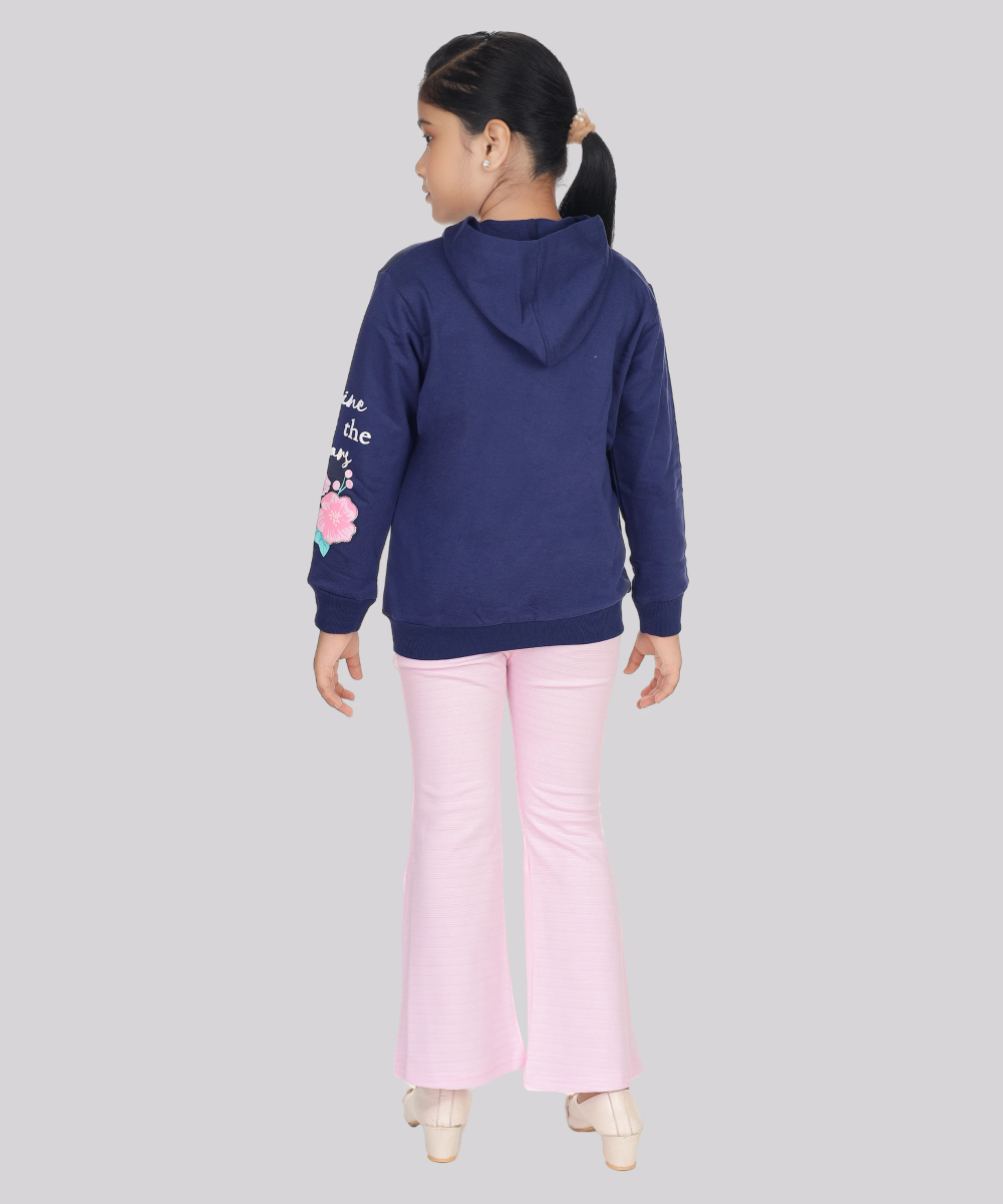 Genius - 2pc-Set - Girl's Hooded Sweatshirt & Legging - Blue/Pink