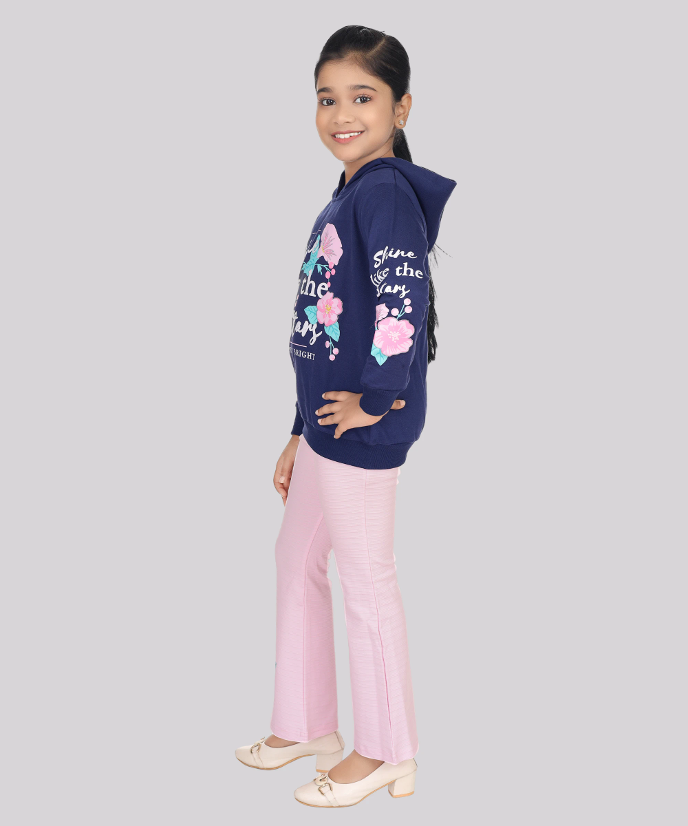Genius - 2pc-Set - Girl's Hooded Sweatshirt & Legging - Blue/Pink