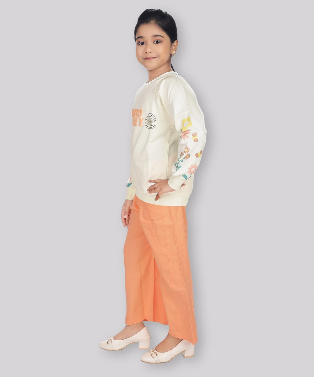 Genius - 2pc-Set - Girl's Printed Sweatshirt & Pant - Yellow/Orange