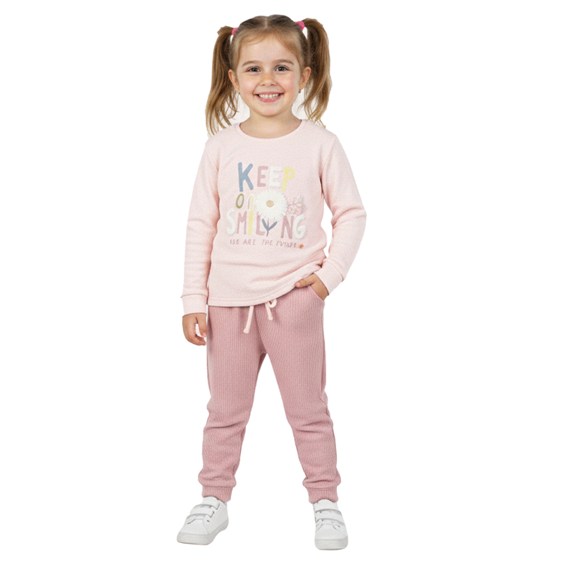 Genius - 2pc-Set - Girl's Top & Flare Pant Set - Pink