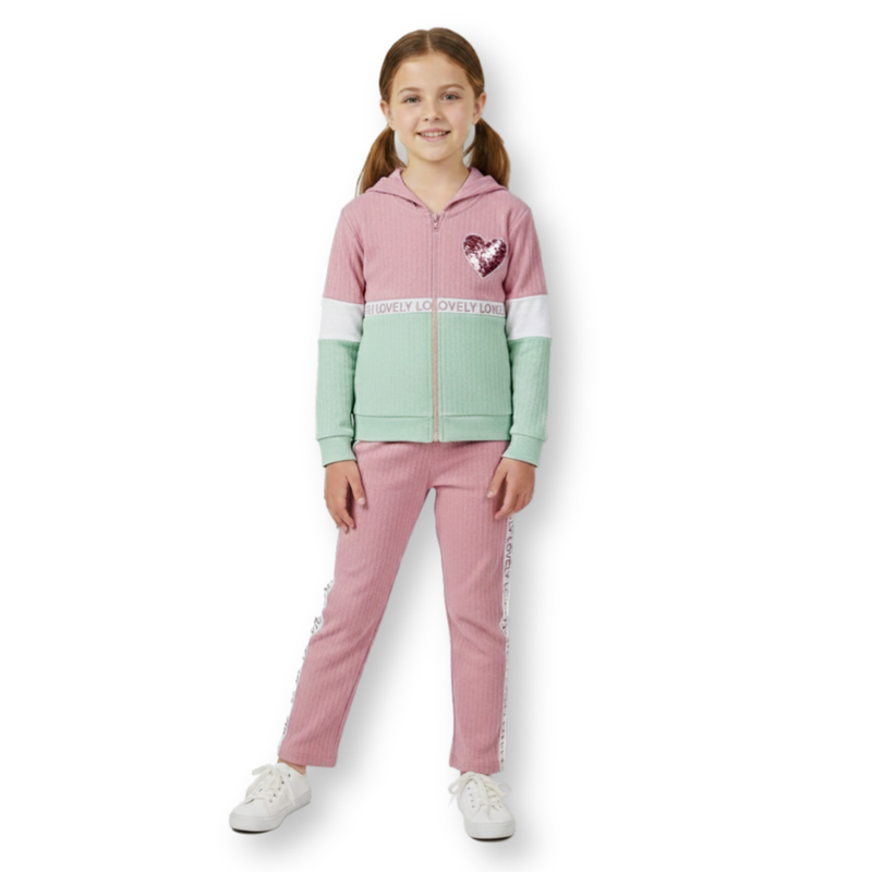 Genius - 2pc-Set - Girl's Hooded Jacket & Pant - Pink