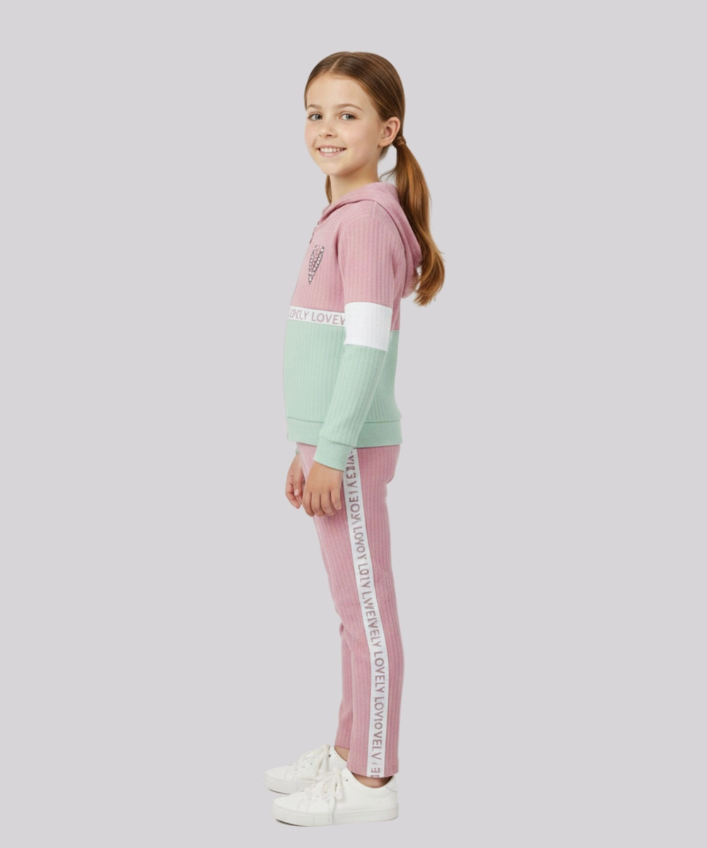 Genius - 2pc-Set - Girl's Hooded Jacket & Pant - Pink