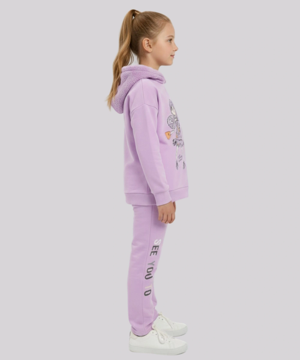 Genius - 2pc-Set - Girl's Hooded Sweatshirt & Pant - Purple