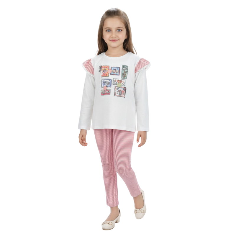 Genius - 2pc-Set - Girl's Sweatshirt & Legging - White/Pink