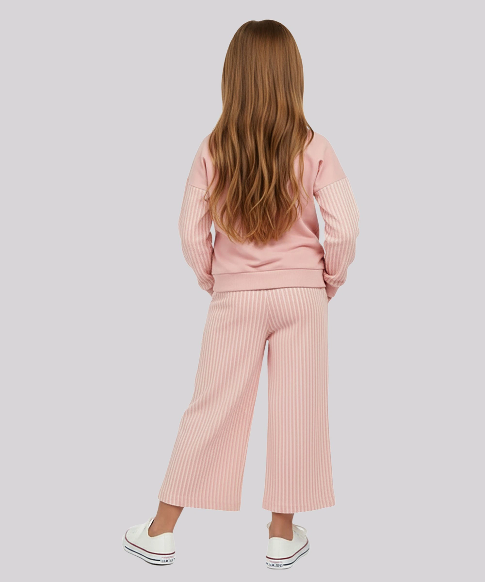 Genius - 2pc-Set - Girl's Sweatshirt & Wide Leg Pant - Pink