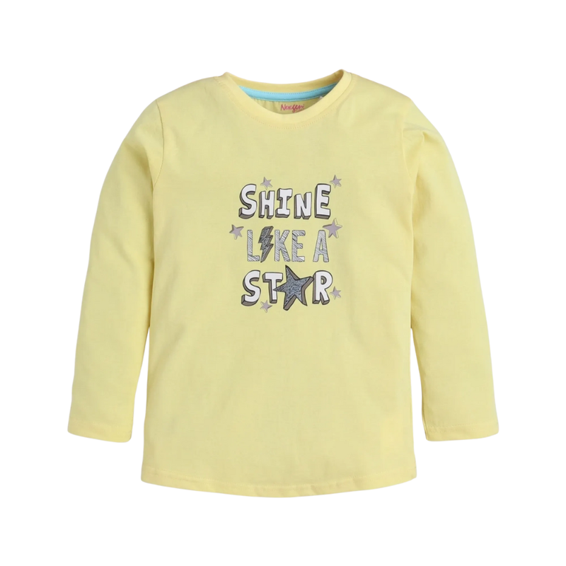 Nexgen Girls - Girl's Printed Casual T-Shirt - Yellow